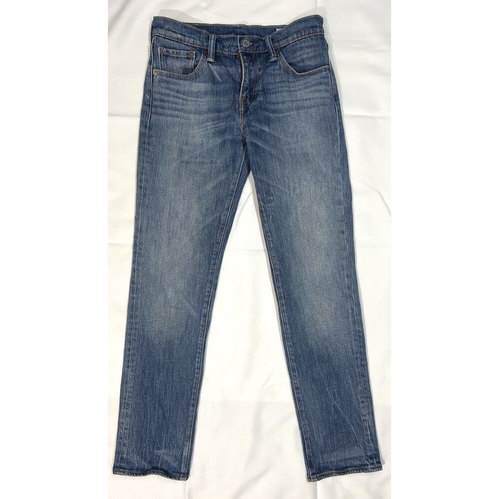 Levis 511 Jeans Unisex 28x30 Blue White Oak Cone Denim Leather Patch USA Made